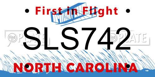SLS742 North Carolina License Plate