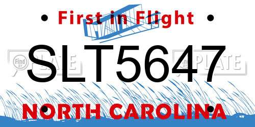 SLT5647 North Carolina License Plate