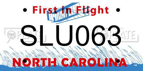 SLU063 North Carolina License Plate