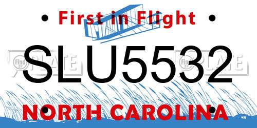 SLU5532 North Carolina License Plate