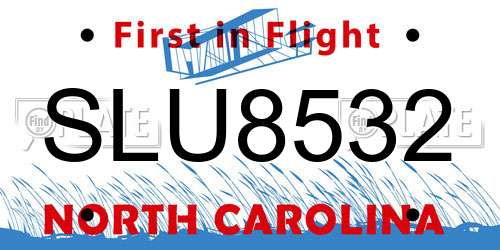 SLU8532 North Carolina License Plate