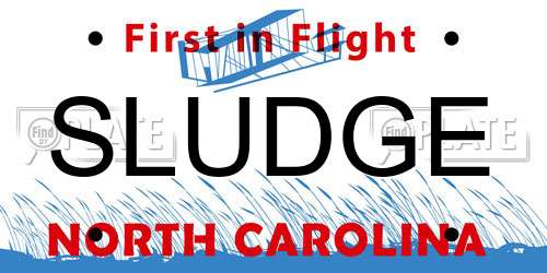 SLUDGE North Carolina License Plate