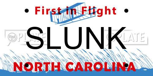 SLUNK North Carolina License Plate