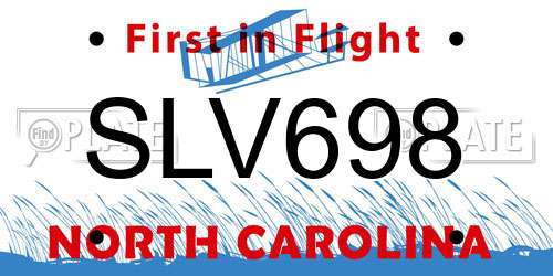 SLV698 North Carolina License Plate