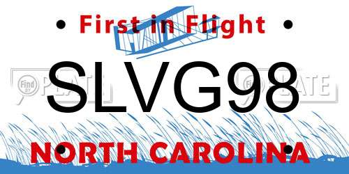 SLVG98 North Carolina License Plate