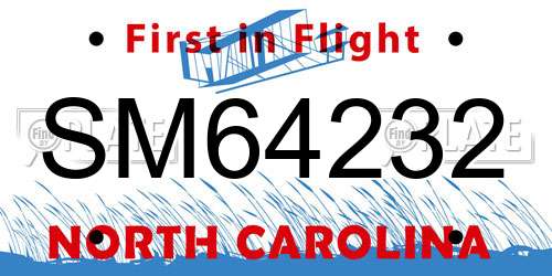 SM64232 North Carolina License Plate