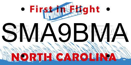 SMA9BMA North Carolina License Plate