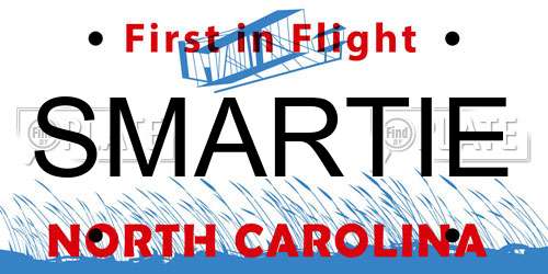 SMARTIE North Carolina License Plate