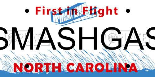 SMASHGAS North Carolina License Plate