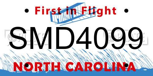 SMD4099 North Carolina License Plate