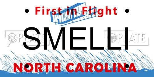 SMELLI North Carolina License Plate