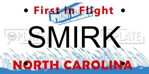 SMIRK North Carolina License Plate