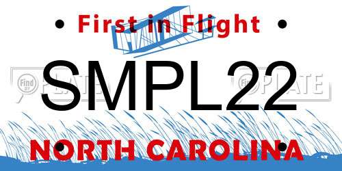 SMPL22 North Carolina License Plate