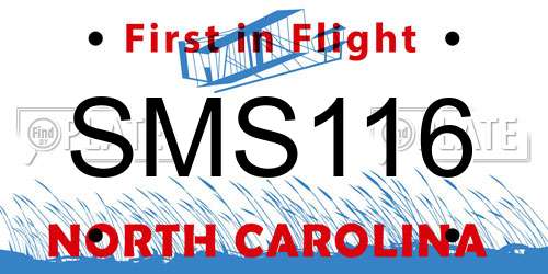 SMS116 North Carolina License Plate