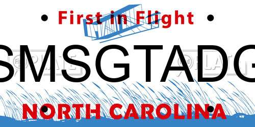 SMSGTADG North Carolina License Plate