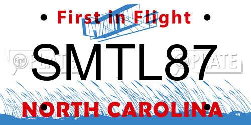 SMTL87 North Carolina License Plate