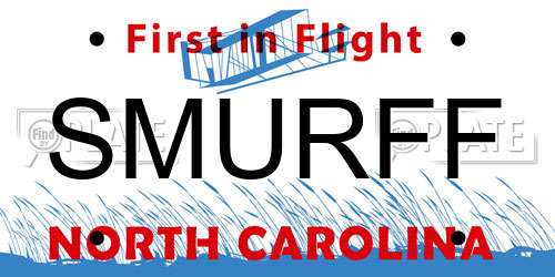 SMURFF North Carolina License Plate