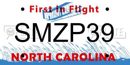SMZP39 North Carolina License Plate
