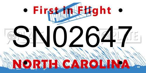 SN02647 North Carolina License Plate