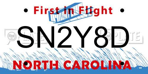 SN2Y8D North Carolina License Plate