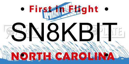 SN8KBIT North Carolina License Plate