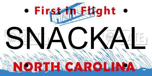 SNACKAL North Carolina License Plate