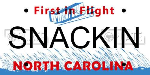SNACKIN North Carolina License Plate