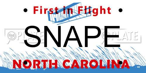 SNAPE North Carolina License Plate