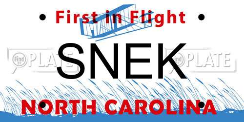 SNEK North Carolina License Plate
