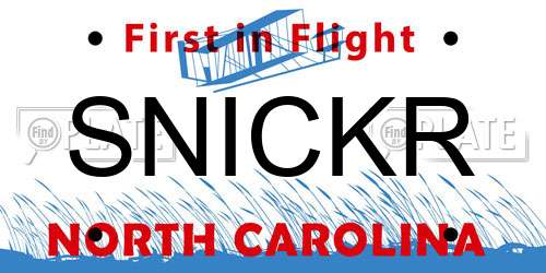 SNICKR North Carolina License Plate