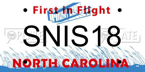 SNIS18 North Carolina License Plate