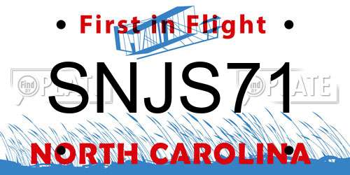 SNJS71 North Carolina License Plate