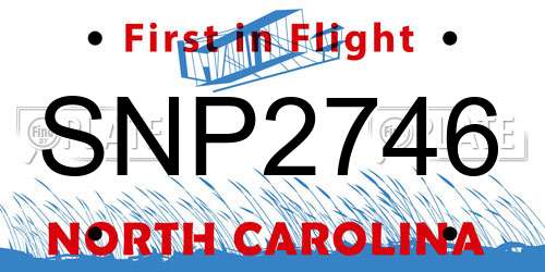 SNP2746 North Carolina License Plate
