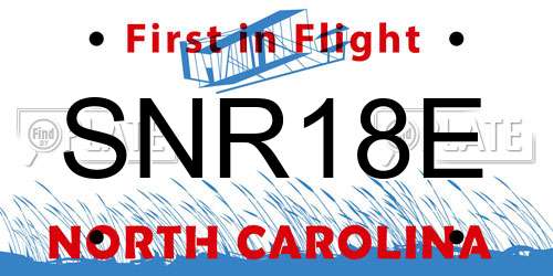 SNR18E North Carolina License Plate