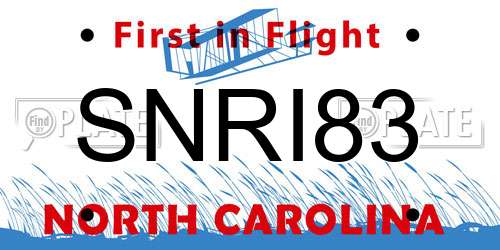 SNRI83 North Carolina License Plate