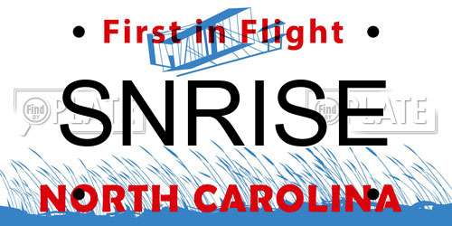 SNRISE North Carolina License Plate