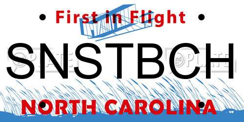 SNSTBCH North Carolina License Plate
