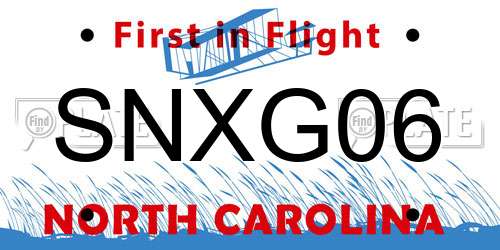 SNXG06 North Carolina License Plate