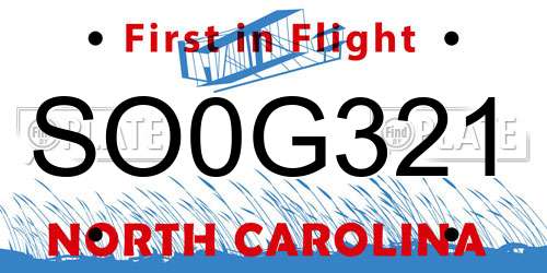 SO0G321 North Carolina License Plate