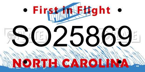 SO25869 North Carolina License Plate