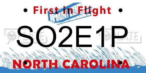 SO2E1P North Carolina License Plate