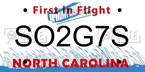 SO2G7S North Carolina License Plate