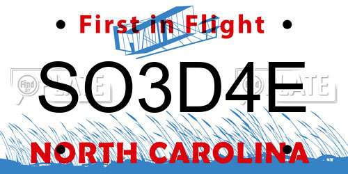 SO3D4E North Carolina License Plate