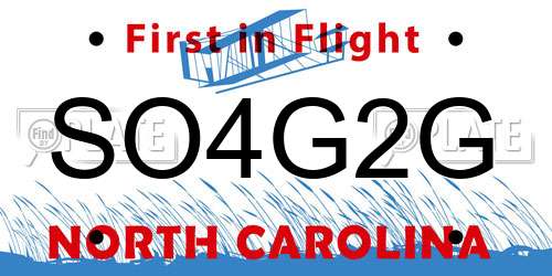 SO4G2G North Carolina License Plate