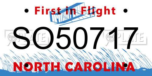 SO50717 North Carolina License Plate