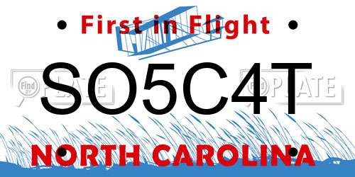 SO5C4T North Carolina License Plate