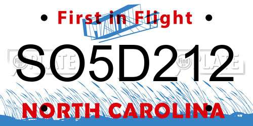 SO5D212 North Carolina License Plate