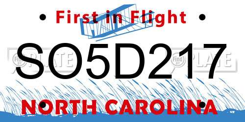 SO5D217 North Carolina License Plate