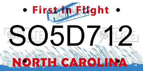 SO5D712 North Carolina License Plate