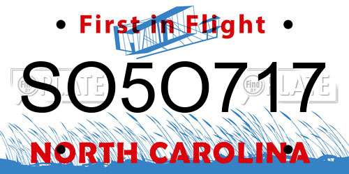 SO5O717 North Carolina License Plate
